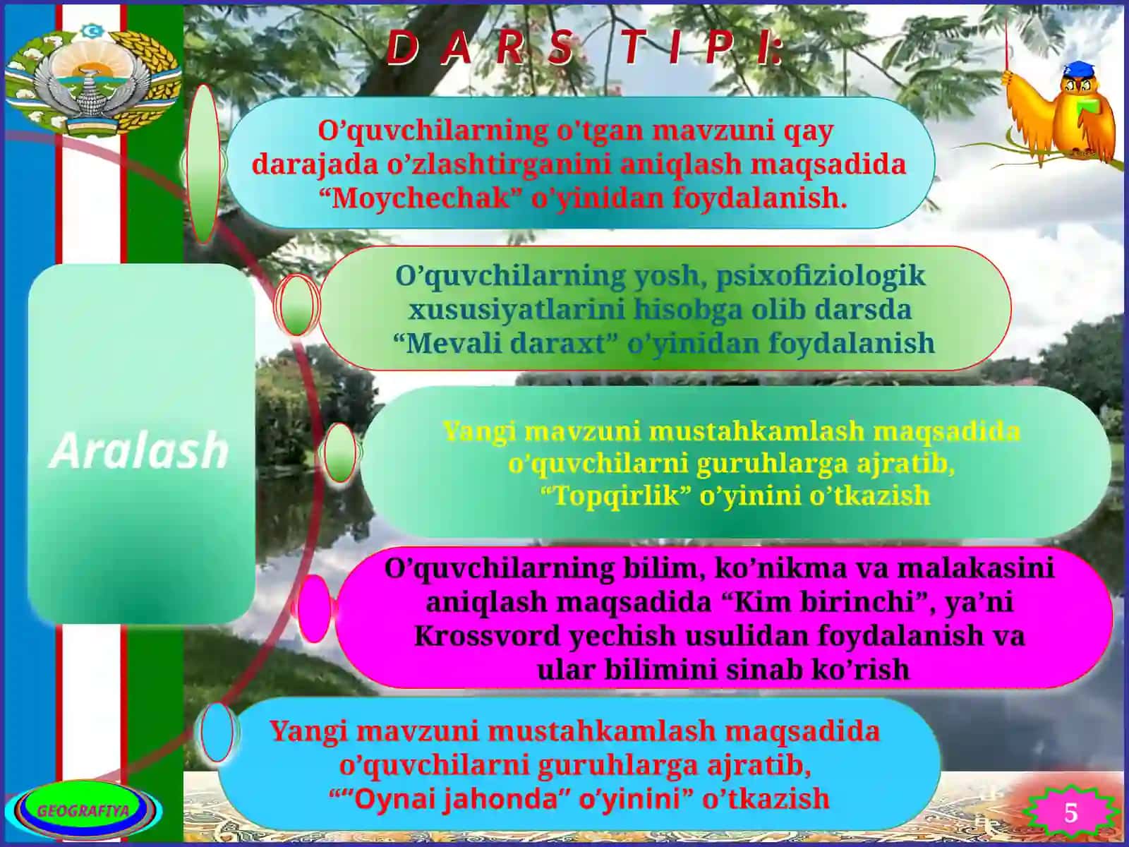 9-sinf Geografiya fani Jahon transporti geografiyasi mavzuda bir soatlik ochiq dars ishlanmasi 4