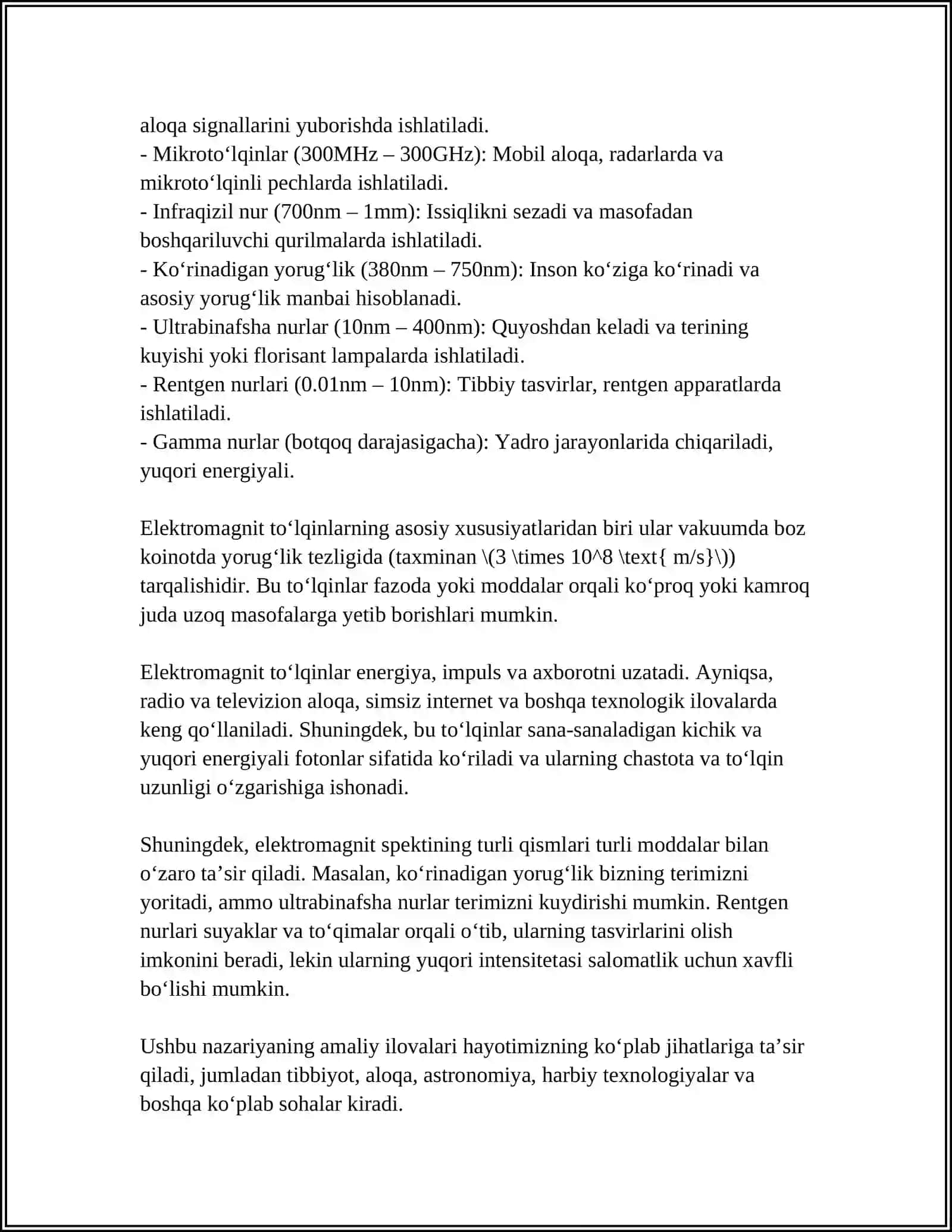 ELEKTROMAGNIT TOʻLQINLAR VA ULARNING METALLURGIYA VA METROLOGIYADA QOʻLLANISHI 4