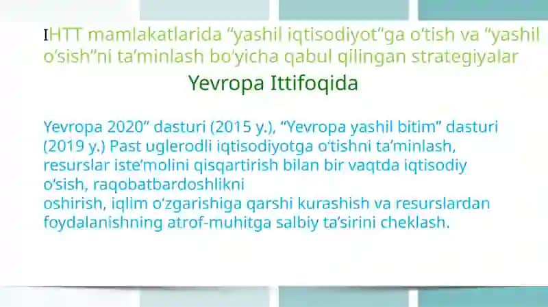 IHTT mamlakatlarida “yashil o‘sish”ni ta’minlash modellari 4