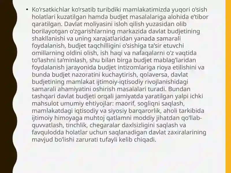 Davlat byudjetining milliy iqtisodiyot daromadlari ini taqsimlash va qayta taqsimlashdagi roli 4
