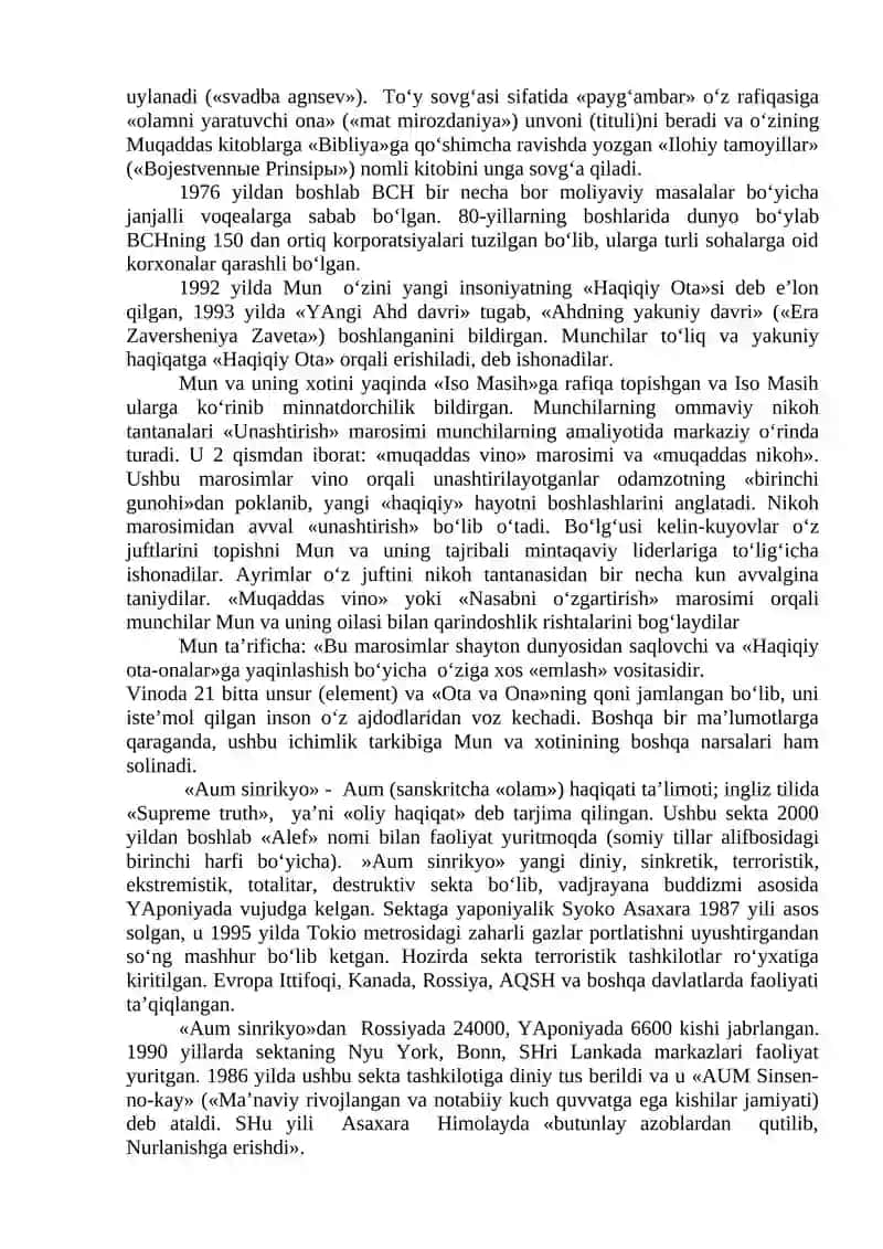 Yangi diniy harakatlar va sektalar. 4