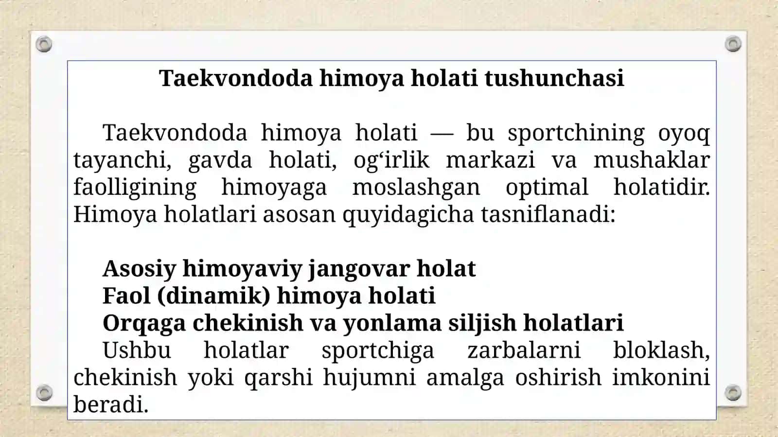 HIMOYAHARAKATLARI PAYTIDA QO‘LLANILADIGAN HOLATLARNING AXAMIYATI 4