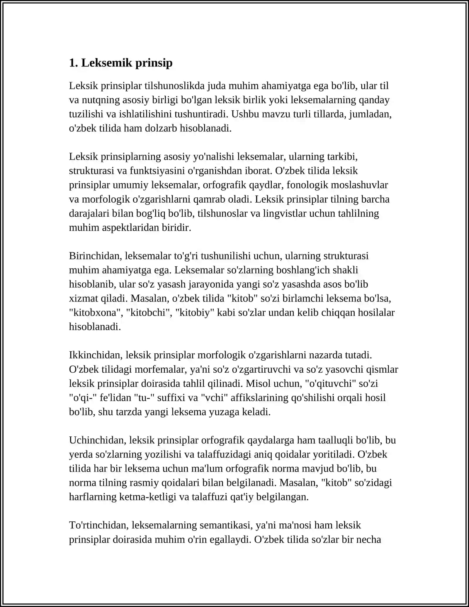 TURLI TILLARDA SOʻZ TURKUMLARINI TASNIFLASH TAMOYILLARI 4