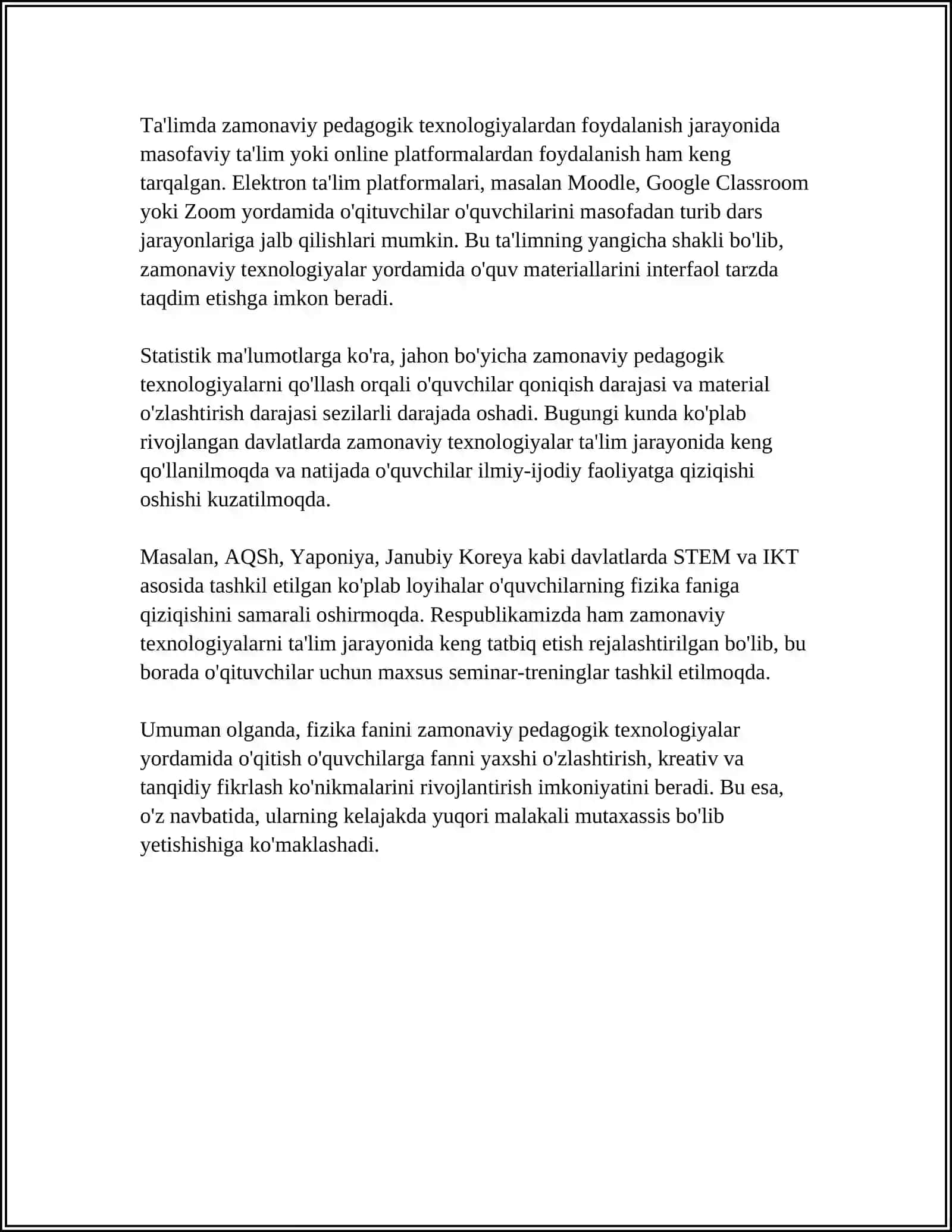 FIZIKA FANINI O'QITISHDAGI MUOMOLAR 4