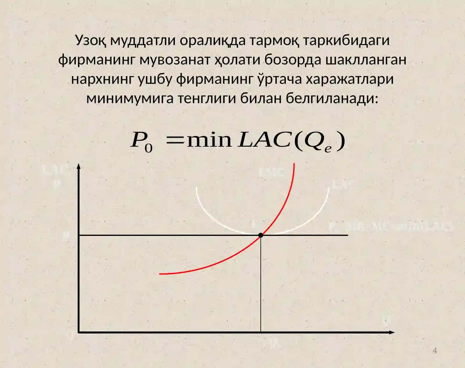 Узоқ муддатли оралиқдаги мувозанати ва тармоқнинг таклифи 4