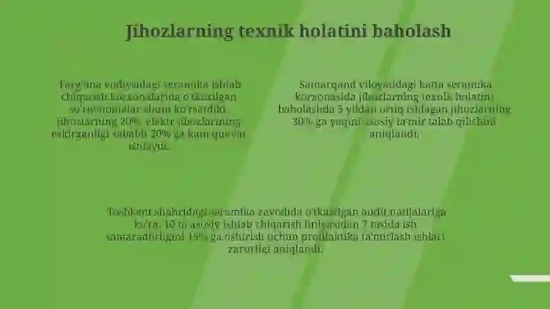 Keramik buyumlar ishlab chiqarish korxonalarida ta'mirlash 4