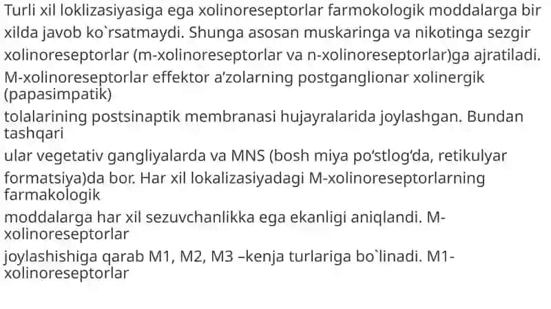 N-xolinoretseptorlarga ta'sir etuvchi vositalar 4