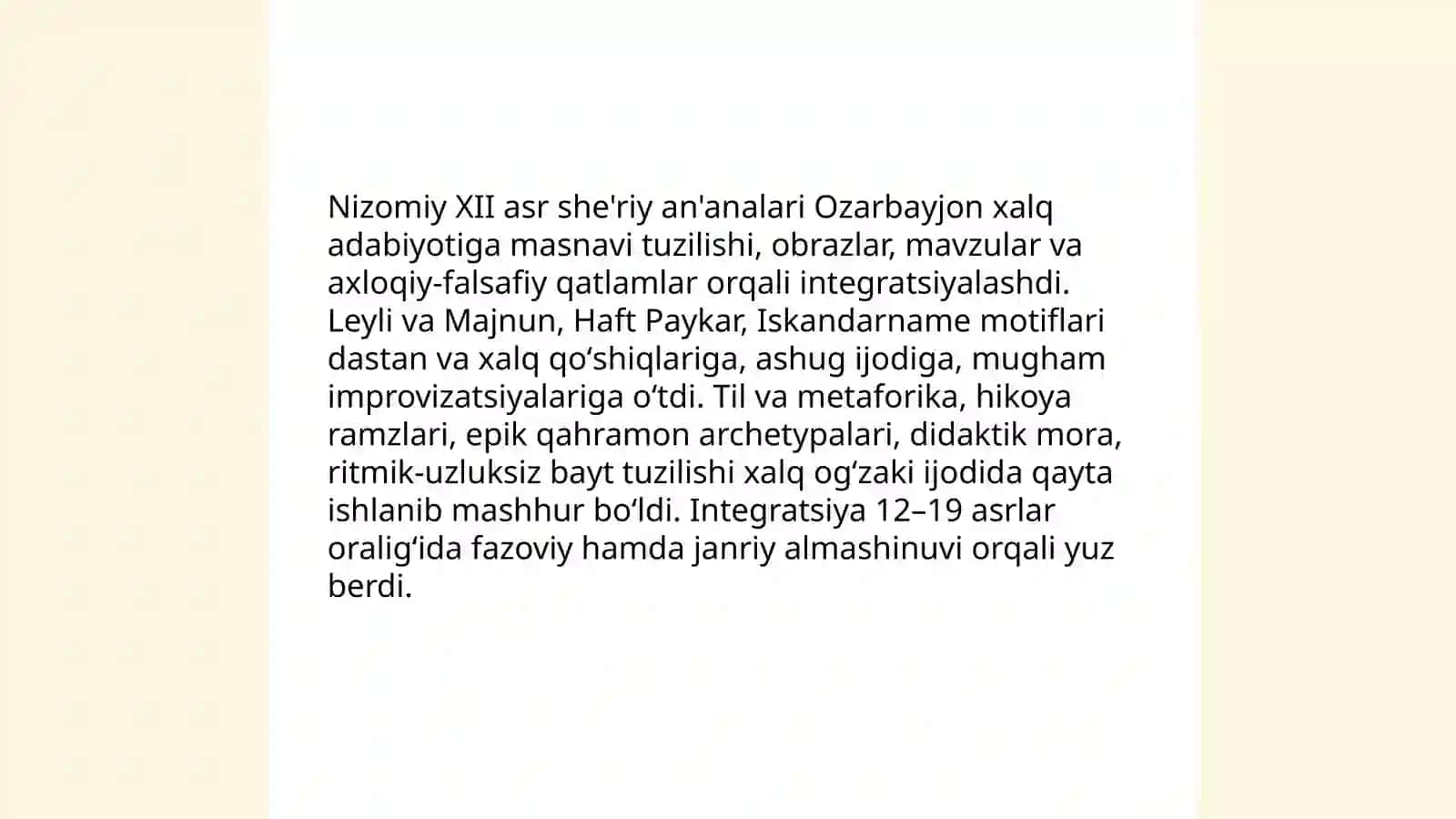 Nizomiy Ganjaviy ijodining Ozarbayjon va dunyo adabiyotidagi mavqei va ta’sirlari 4