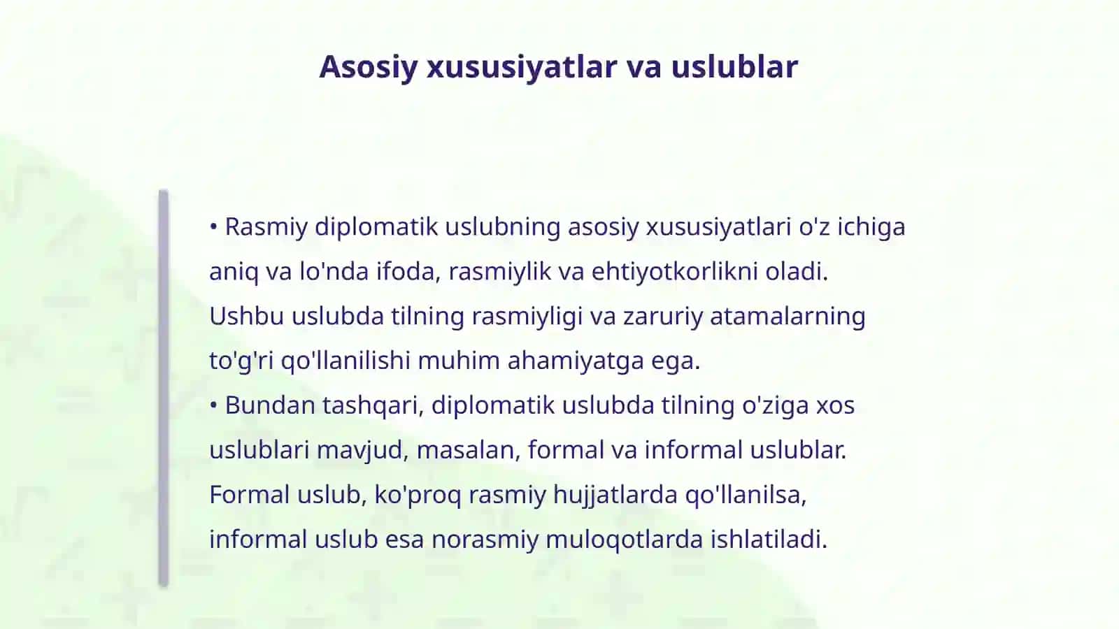 Rasmiy diplomatik uslub va uning xususiyatlari 4