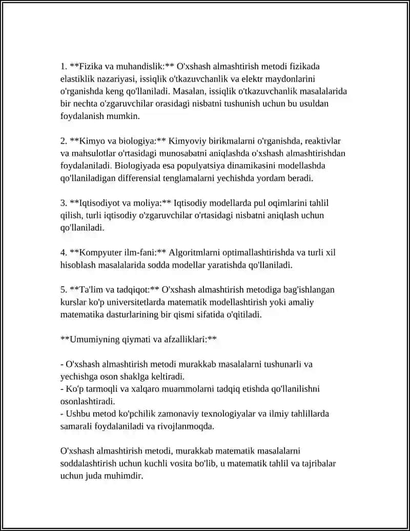 O‘XSHASH ALMASHTIRISH METODI VA UNGA DOIR MISOLLAR 4