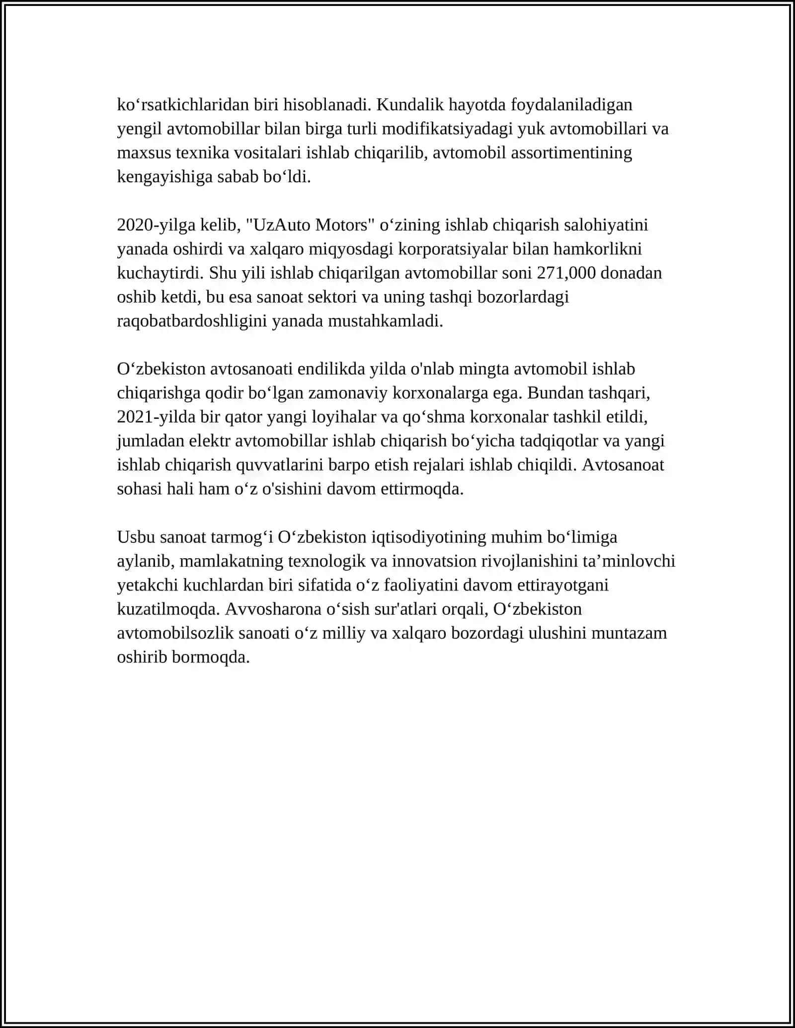 MUSTAQILLIK YILLARIDA AVTOMOBILSOZLIK SANOATI 4