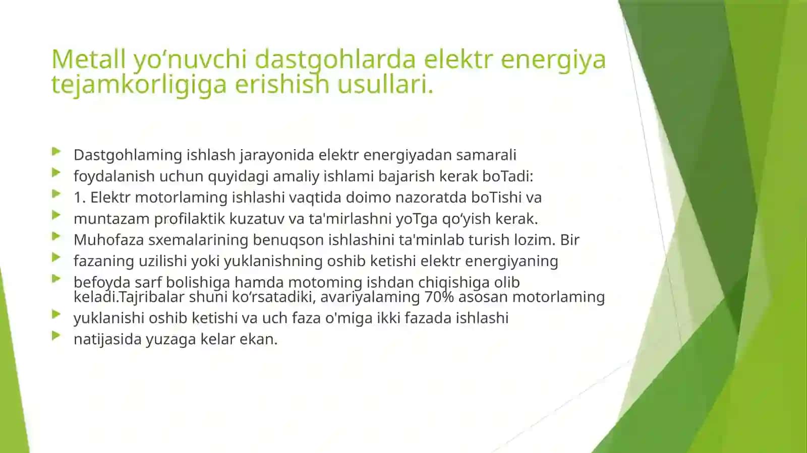 Elektr energiya tejash fanidan Mustaqil ish 4