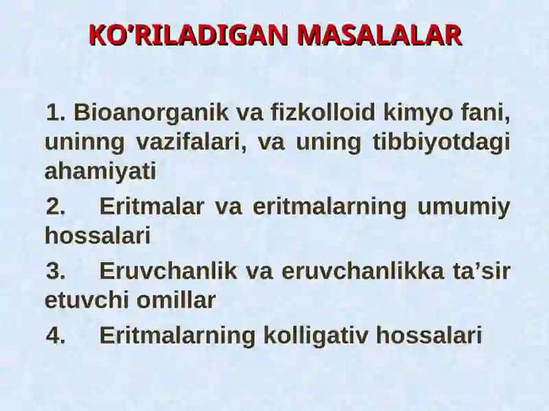 BIOORGANIK VA BIOLOGIK KIMYO KAFEDRASIBIOANORGANIK KIMYO 4
