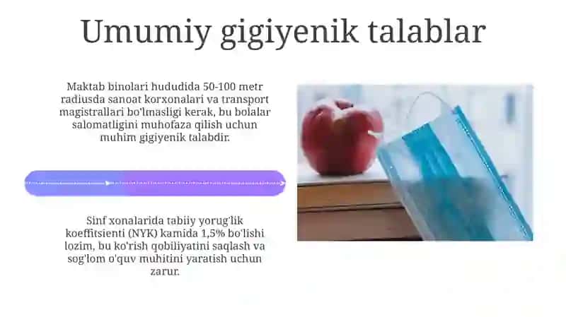Maktab binosiga qoʻyiladigangigenik talablar 4