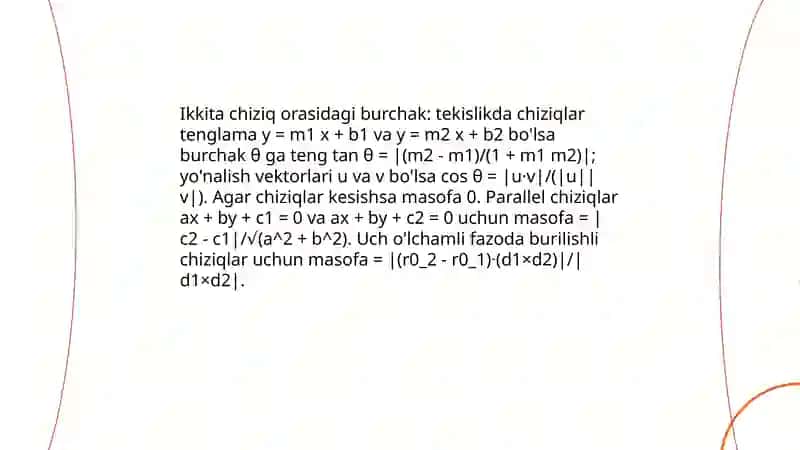Geometrik figuralar orasidagi pozitsion va metrik munosabatlarni tekshirish 4