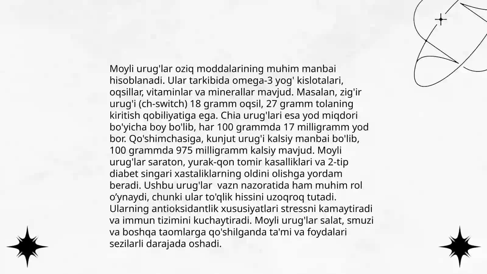 Moyli urug'larni qabul qilish 4