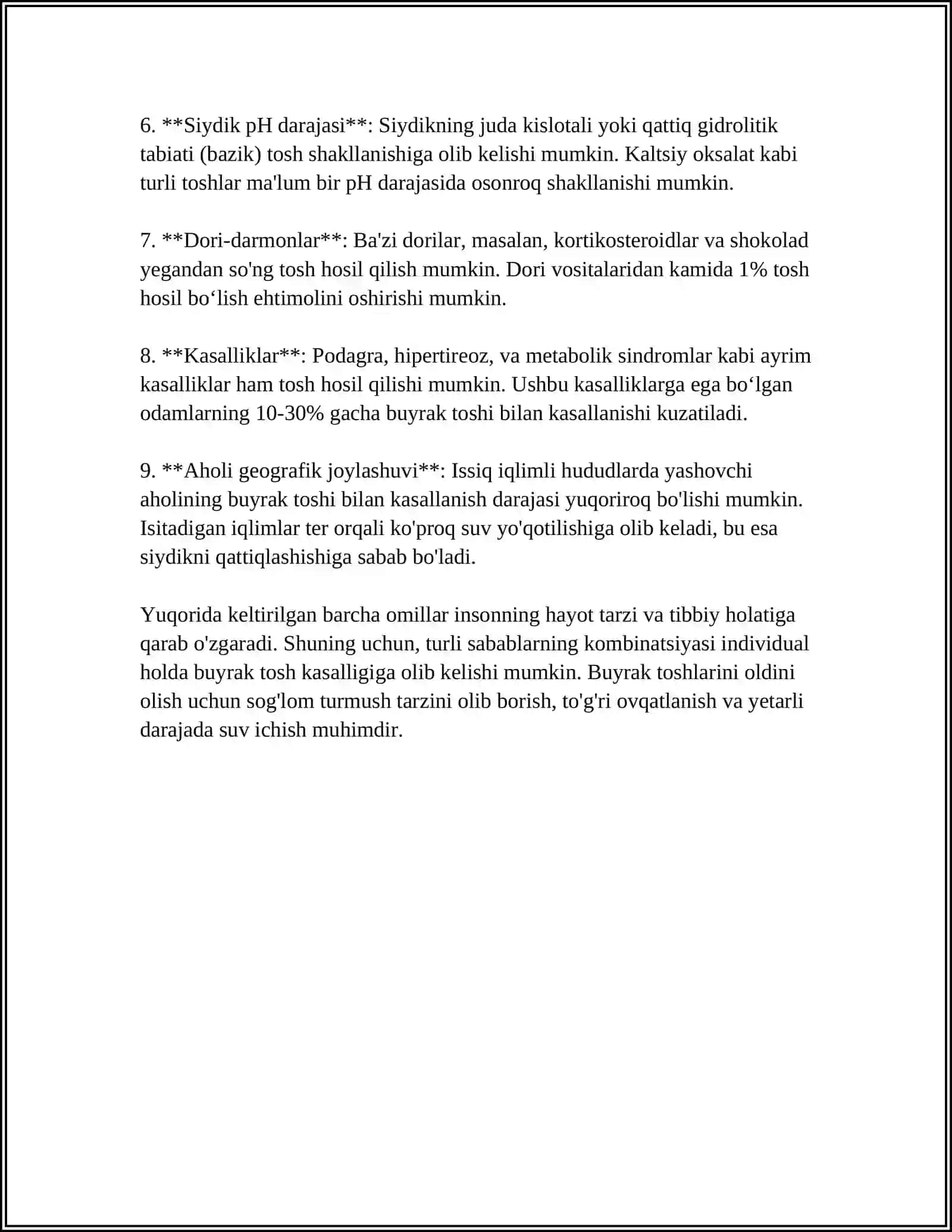MUSTAQIL ISH Mavzu: BUYRAK TOSH KASALLIKLARI 4