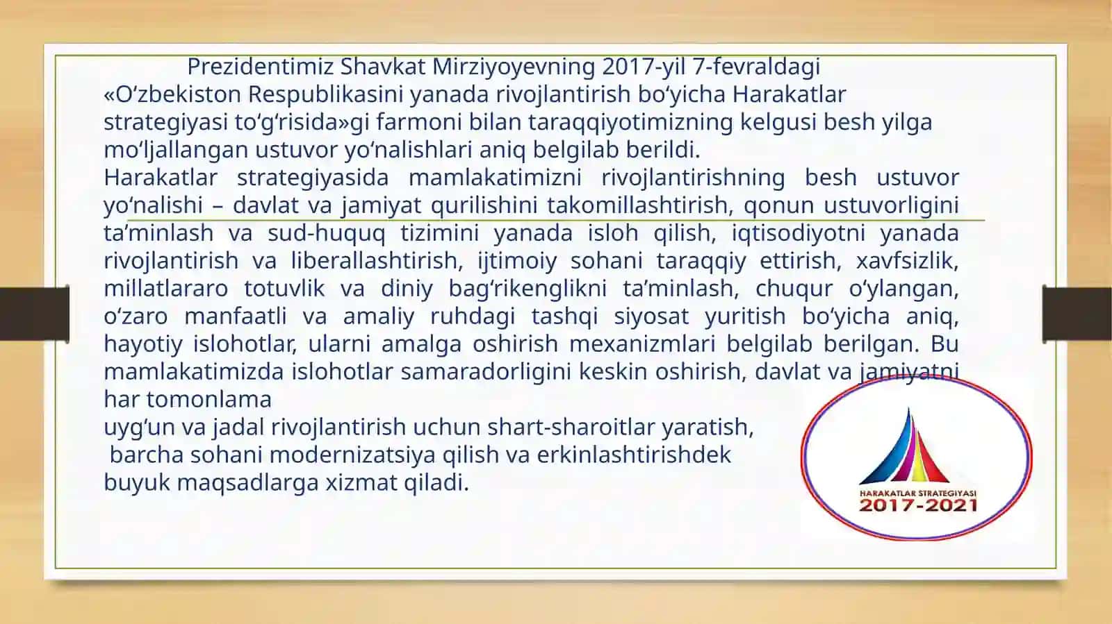 Harakatlar strategiyasi asosiy yo'nalishlari 4