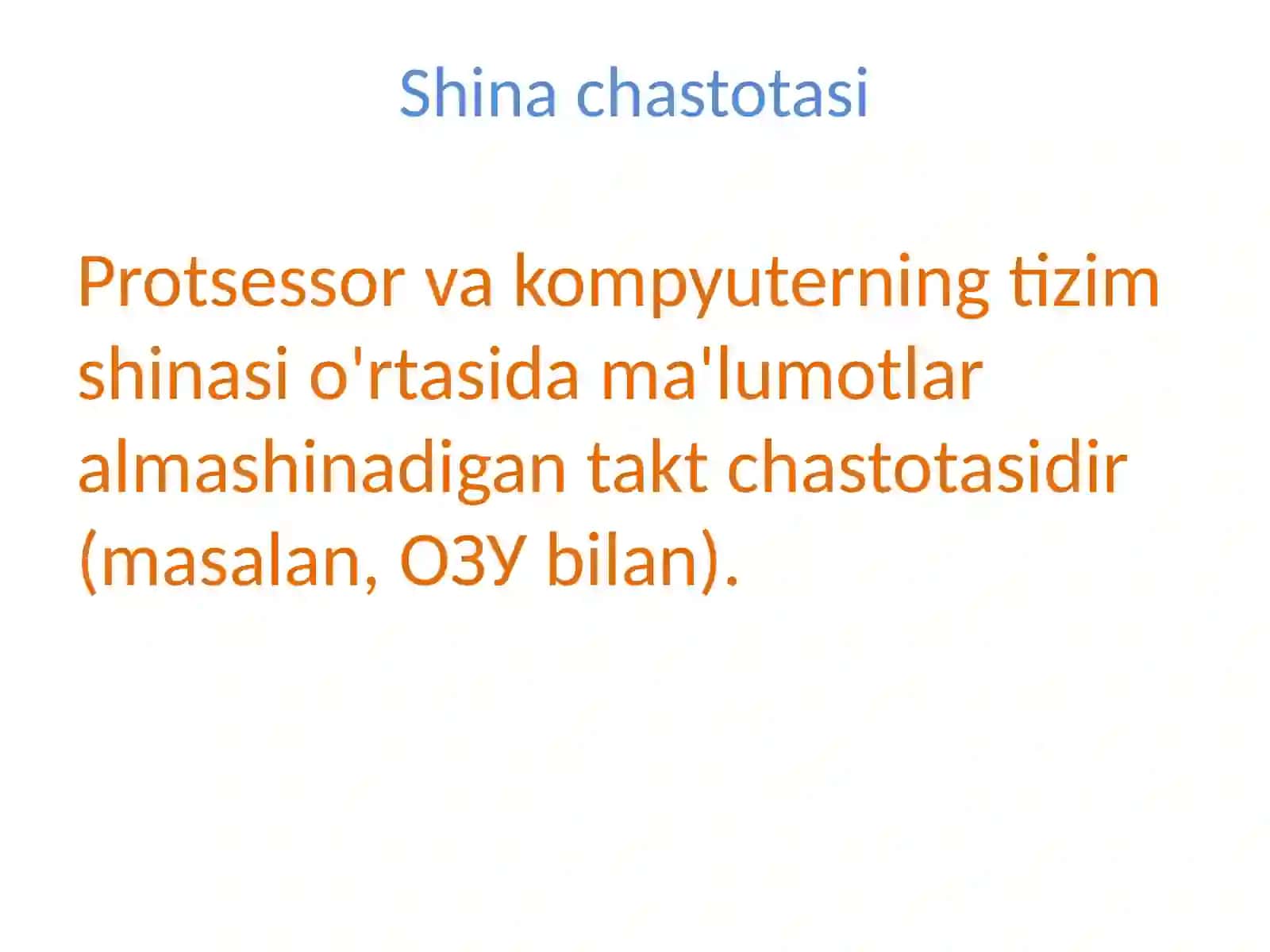 Markaziy protsessor(MP, CPU)ning asosiy xarakteristikalari 4