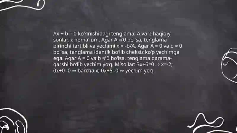Birinchi tartibli algebraik chiziqlar 4