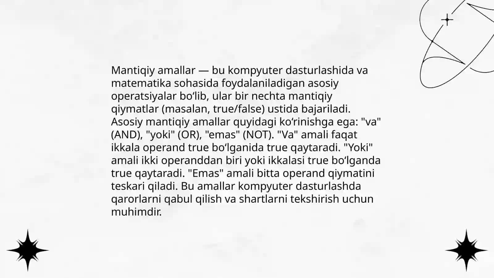 Mashina amallari: arifmetik-mantiqiy, joʼnatish, oʻtish, kiritish-chiqarish va sistema amallari 4