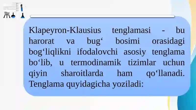 Suyuqliklarning toʻyingan bugʻ bosimi 4