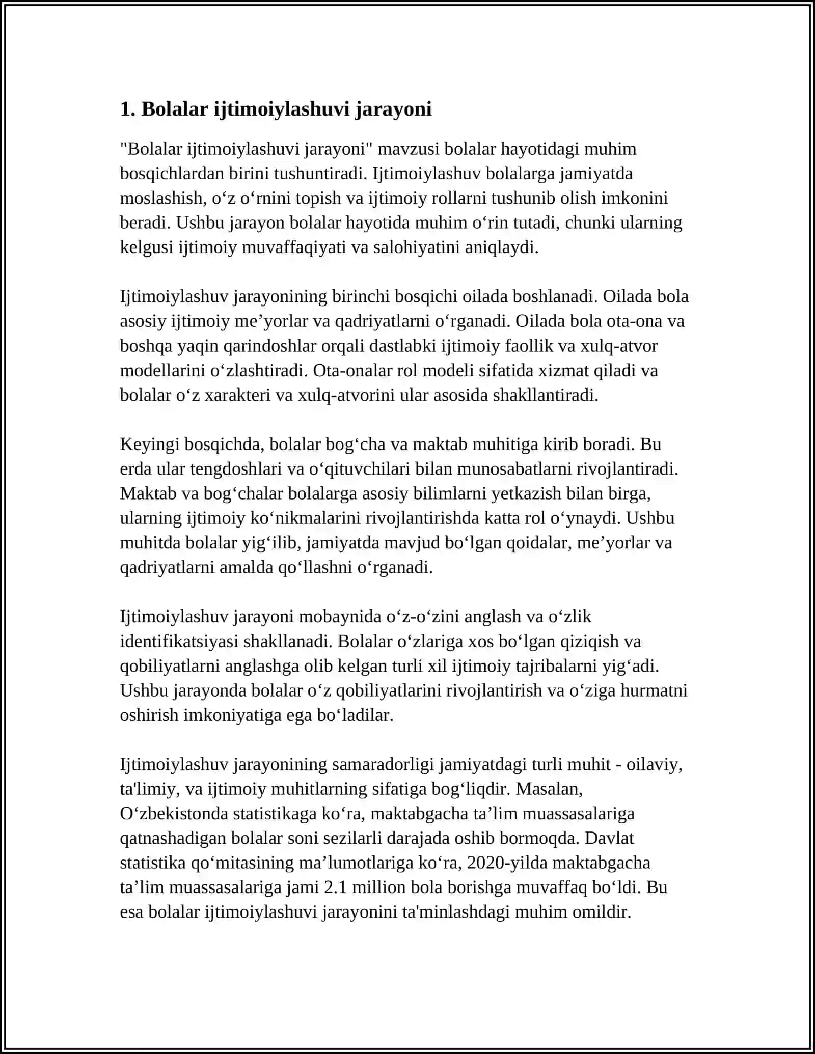 IJTIMOIY PEDOGOGIKADA MAKTABGACHA YOSHDAGI BOLALAR BILAN TASHKIL ETILADIGAN IJTIMOIY MUAMMOLAR 4
