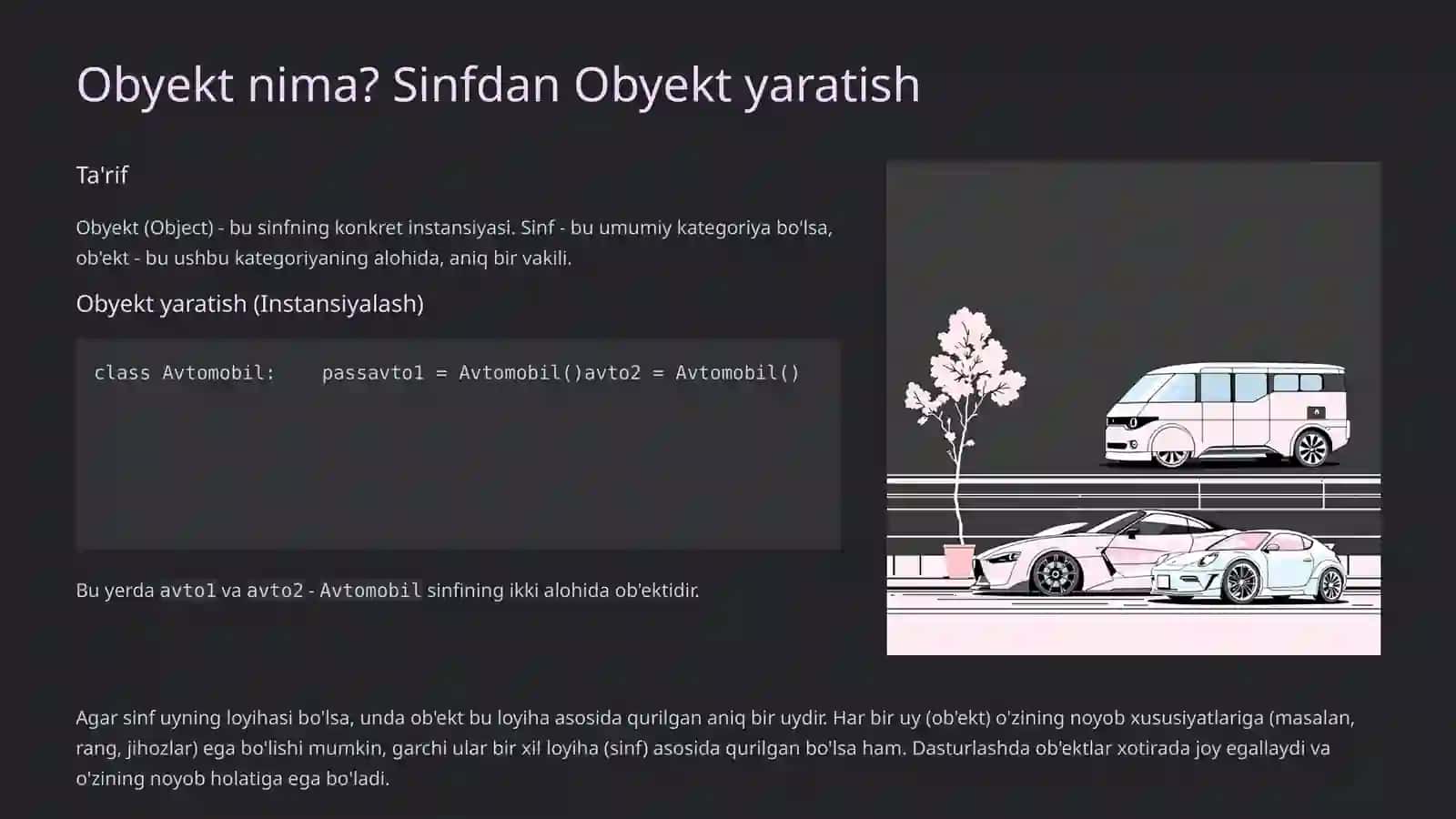 Paythonda Sinf va Obyekt yaratishga kirish 4