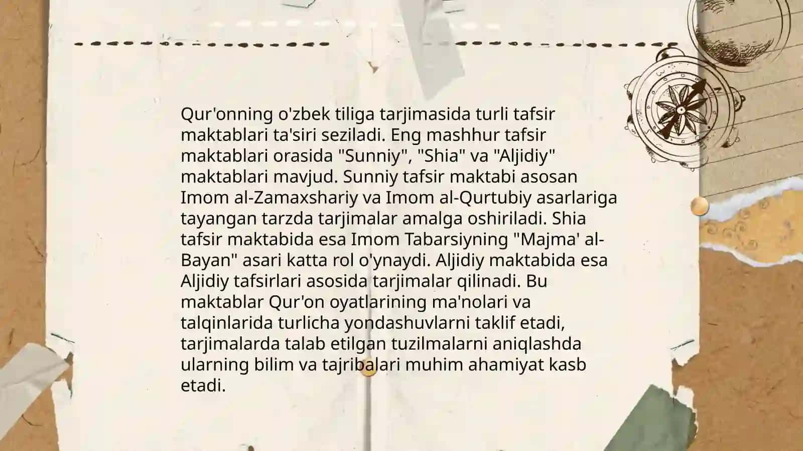 Qur'onning oʻzbek tiliga tarjimasidagi asosiy tafsir maktablari 4