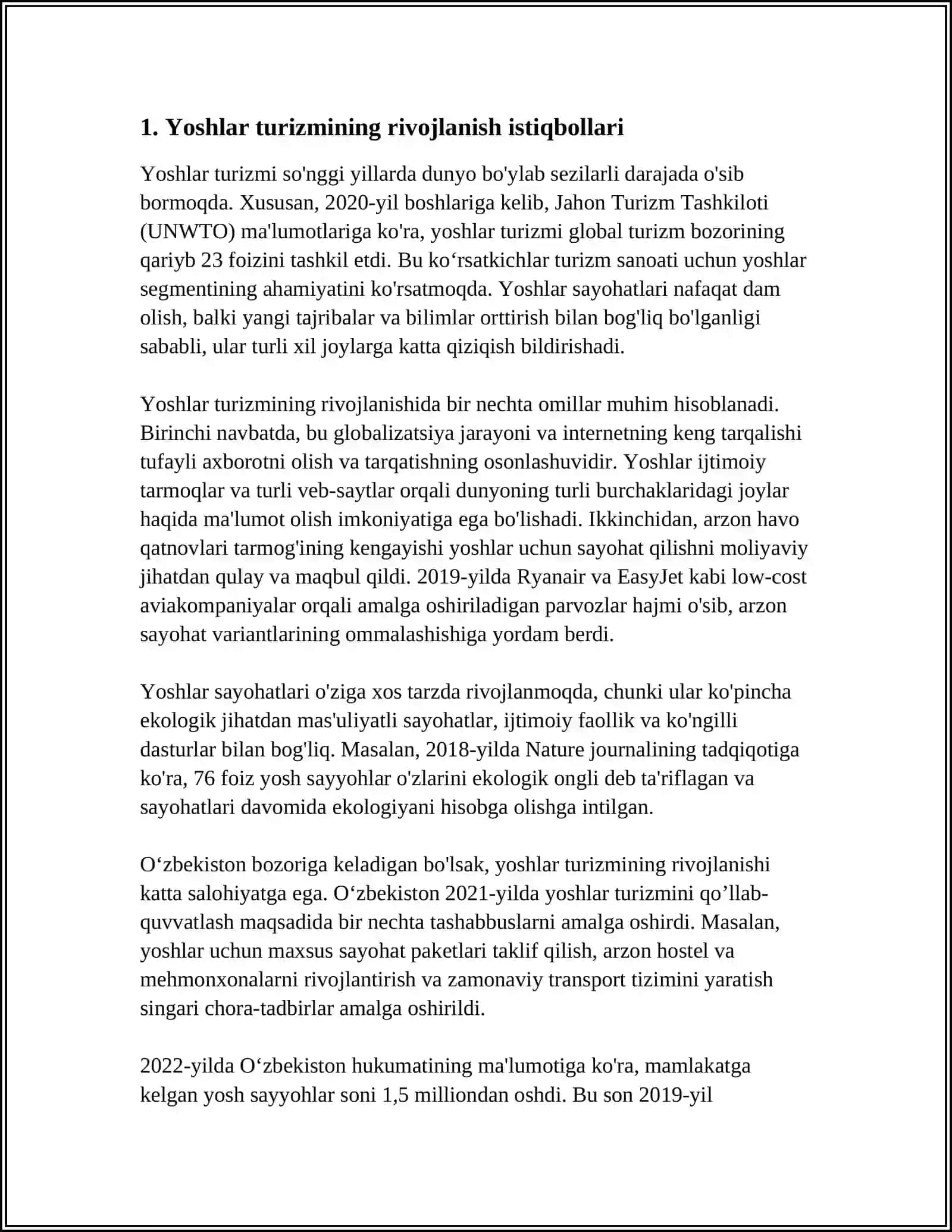 O‘ZBEKISTON RESPUBLIKASI HUDUDIDA YOSHLAR TUREZMI 4
