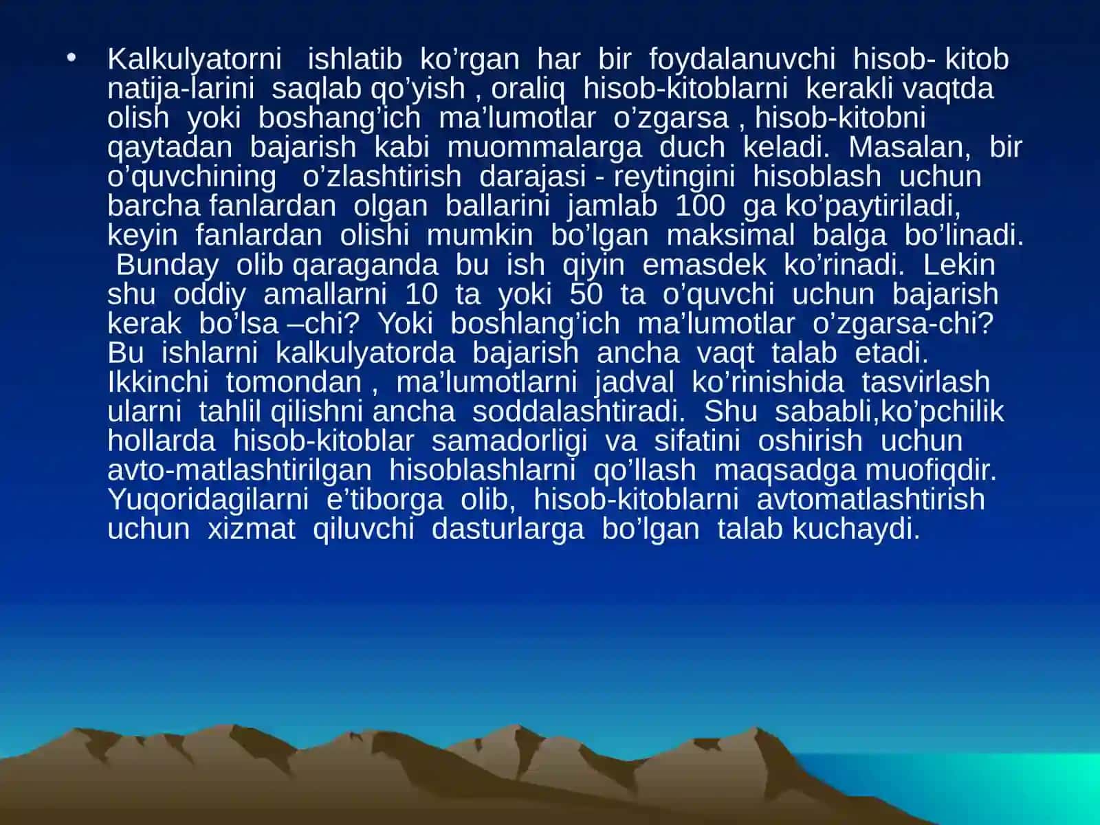 Jadvalli protsessor bilan ishlash.ppt 4