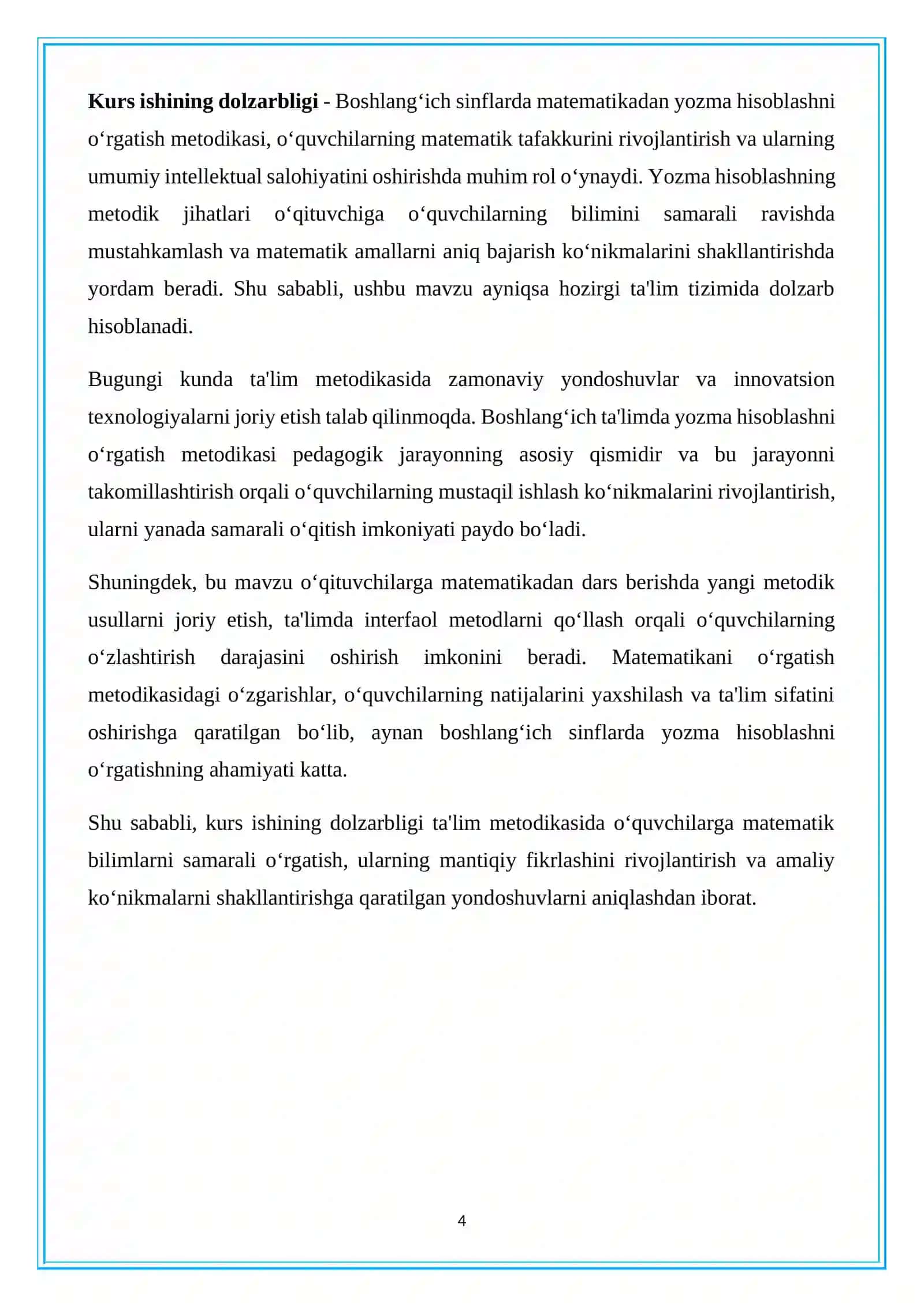 Boshlang'ich sinflarda matematikadan yozma hisoblashga o’rgatish metodikasi (3-sinflar misolida) 4