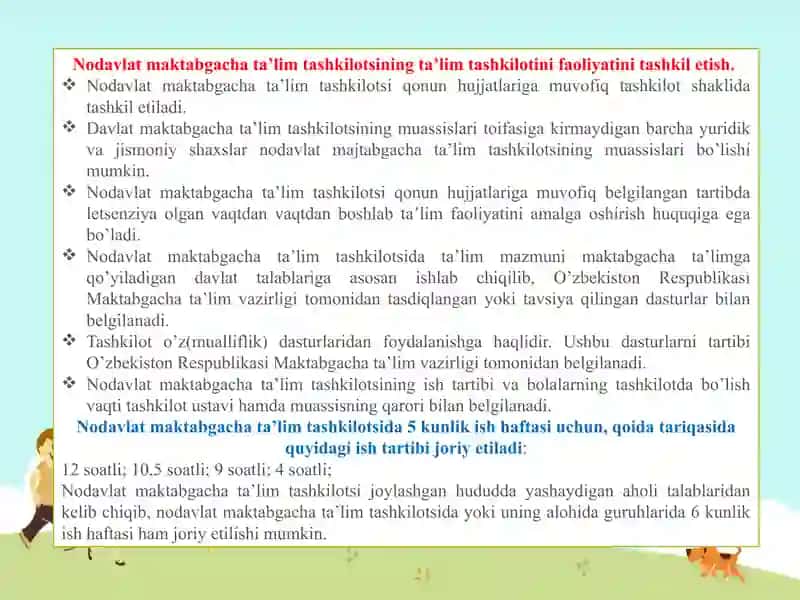 Nodavlat Maktabgacha Ta'lim Tashkilotlarini Tashkil Etish Maqsad va Vazifalari 4