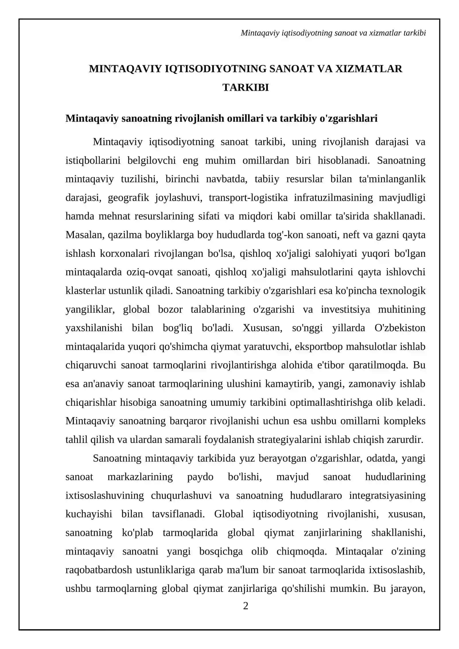 Mintaqaviy iqtisodiyoti tarkibiy tuzilishi 4