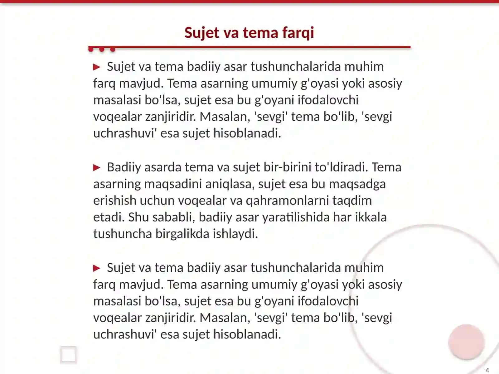 Badiiy asar sujeti 4