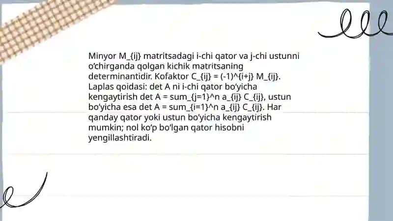 Yuqori tartibli determinantlar 4