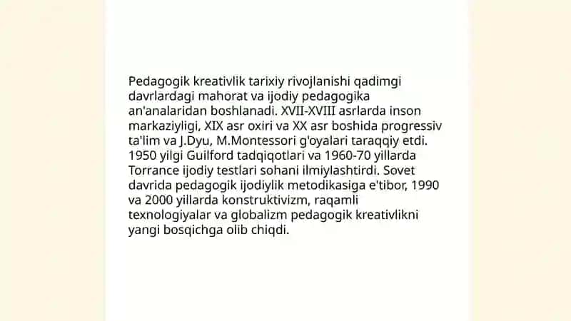 Pedagogik kreativlik va uning o'ziga xos jihatlari 4