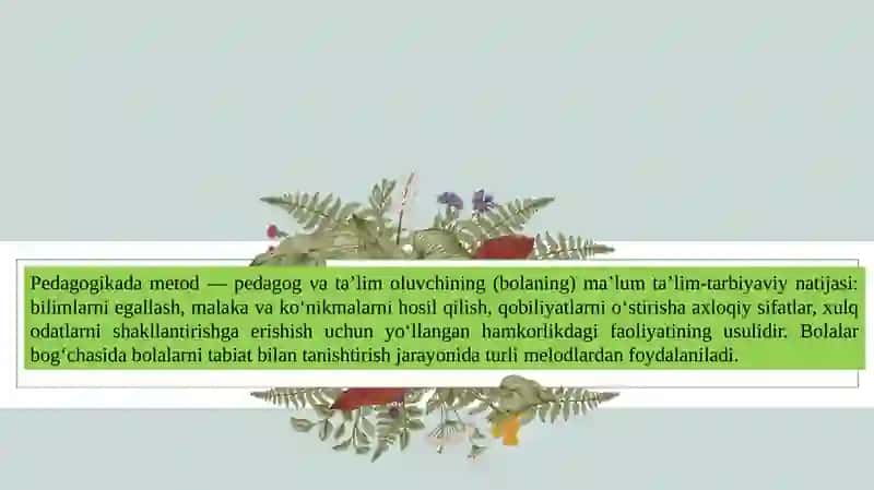 Tabiat bilan tanishtirish metodikasi 4