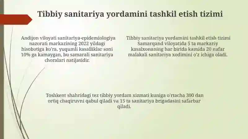 Sogʻlikni saqlash tizimida tibbiy sanitariya yordamini tashkil etish 4