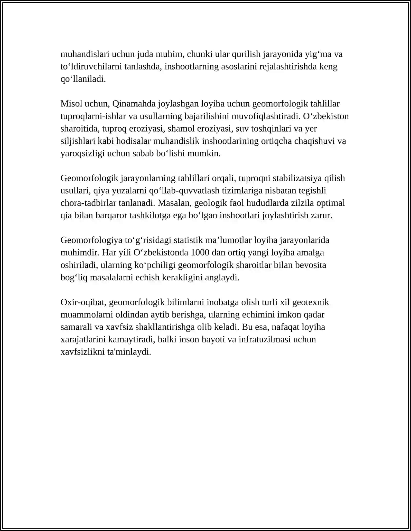 GEOTEXNIKA MUHANDISLIGI GEOMORFOLOGIYA BILAN BOG’LIQLIGI 4