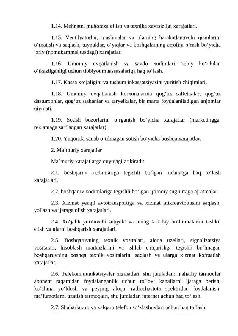 Mahsulotlar (ishlar xizmatlar)ni ishlab chiqarish va sotish harajatlarining tarkibi 4