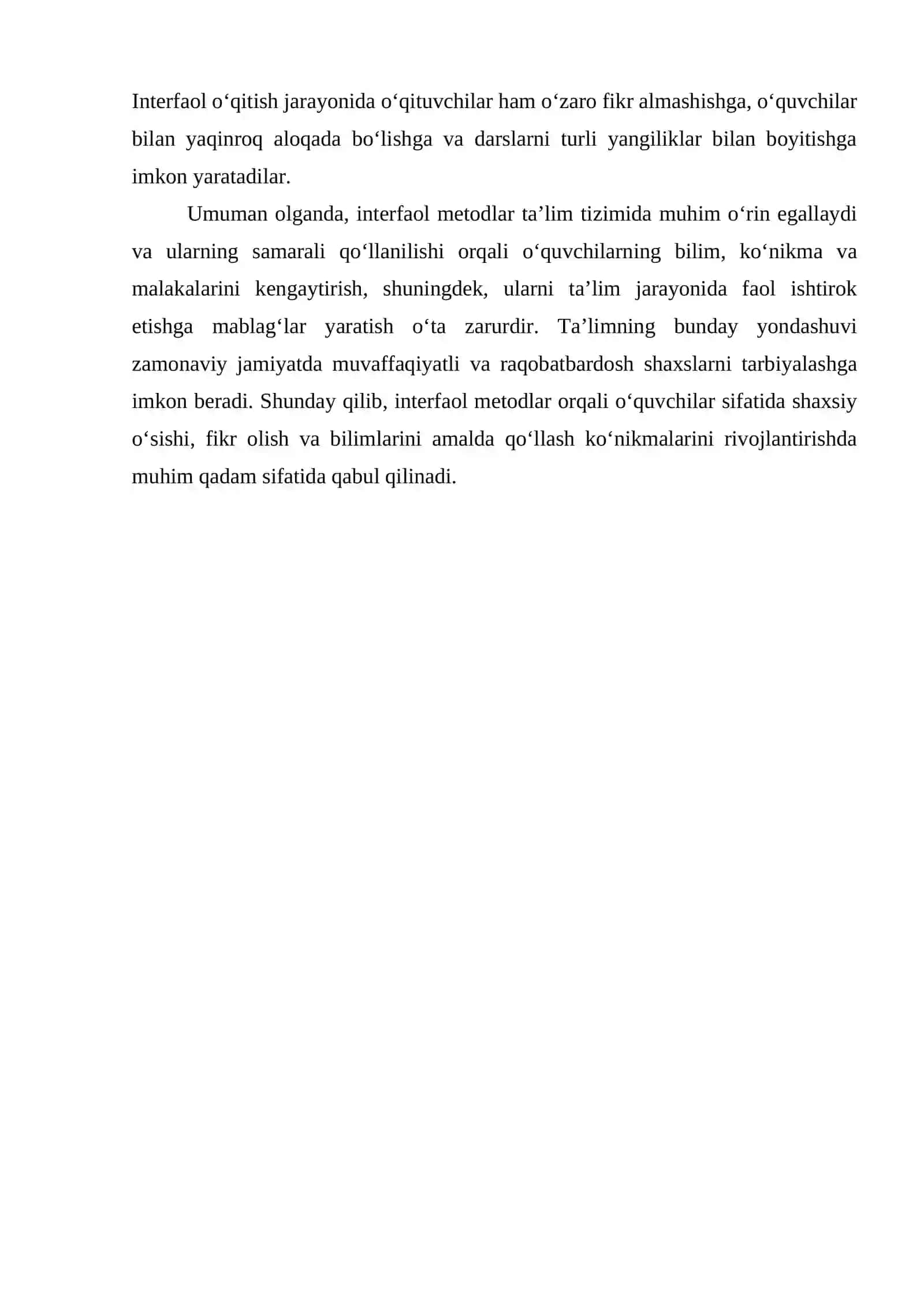 INTERFAOL METODLAR VA ULARNI TA’LIM TARBIYA JARAYONIDA QO’LLASH 4