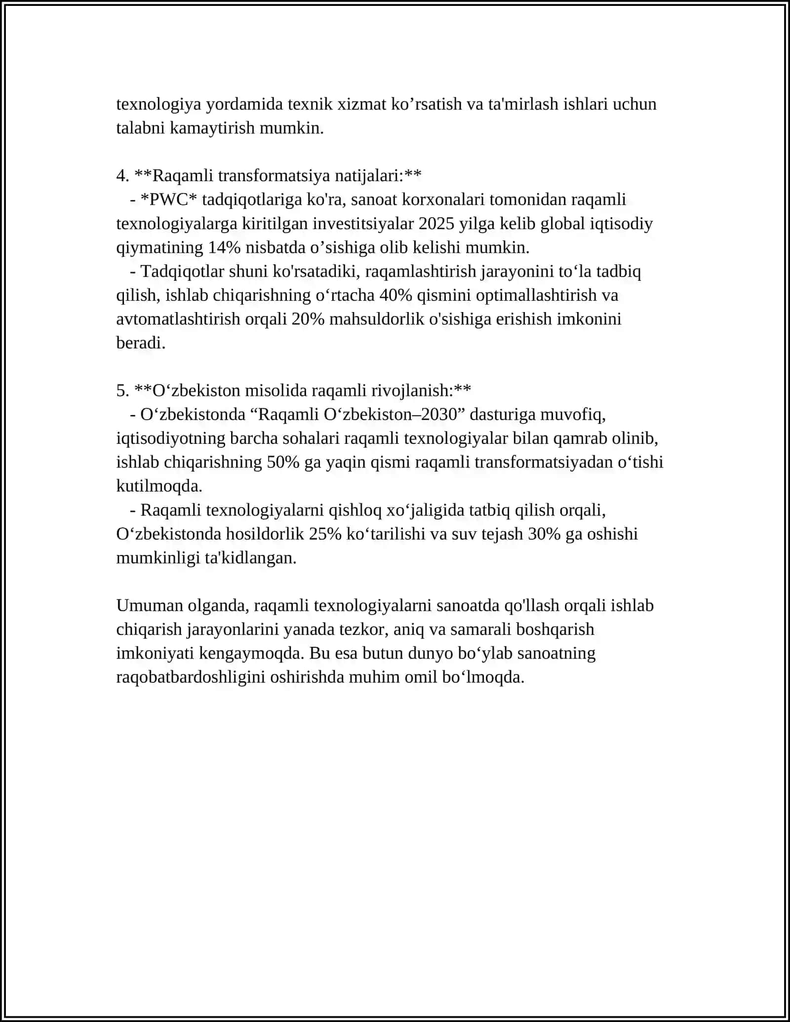 IQTISODIYOTNING TURLI TARMOQLARIGA RAQAMLI TEXNOLOGIYALARNI JORIY ETISH 4