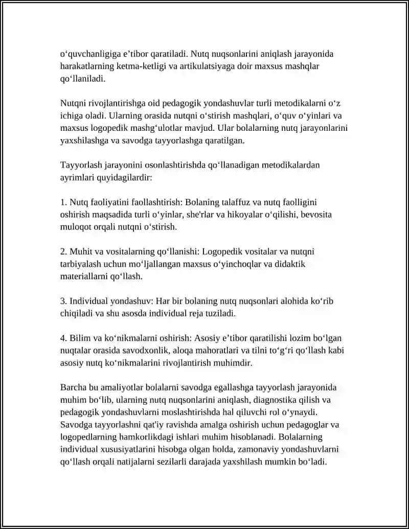 Nutq kachiligiga ega bolalarni savodga egallashga tayorlash boʻyicha ishlash metodikasi 4