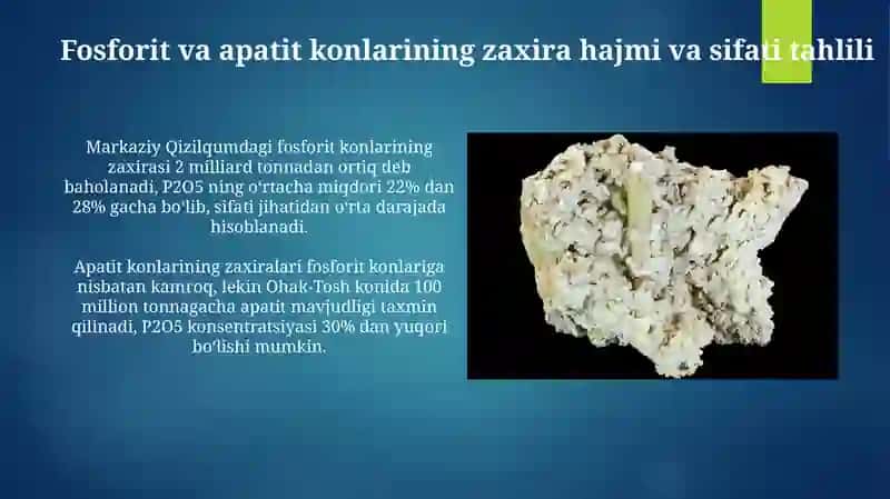 Oʻzbekistondagi fosforit va apatit zaxiralari 4