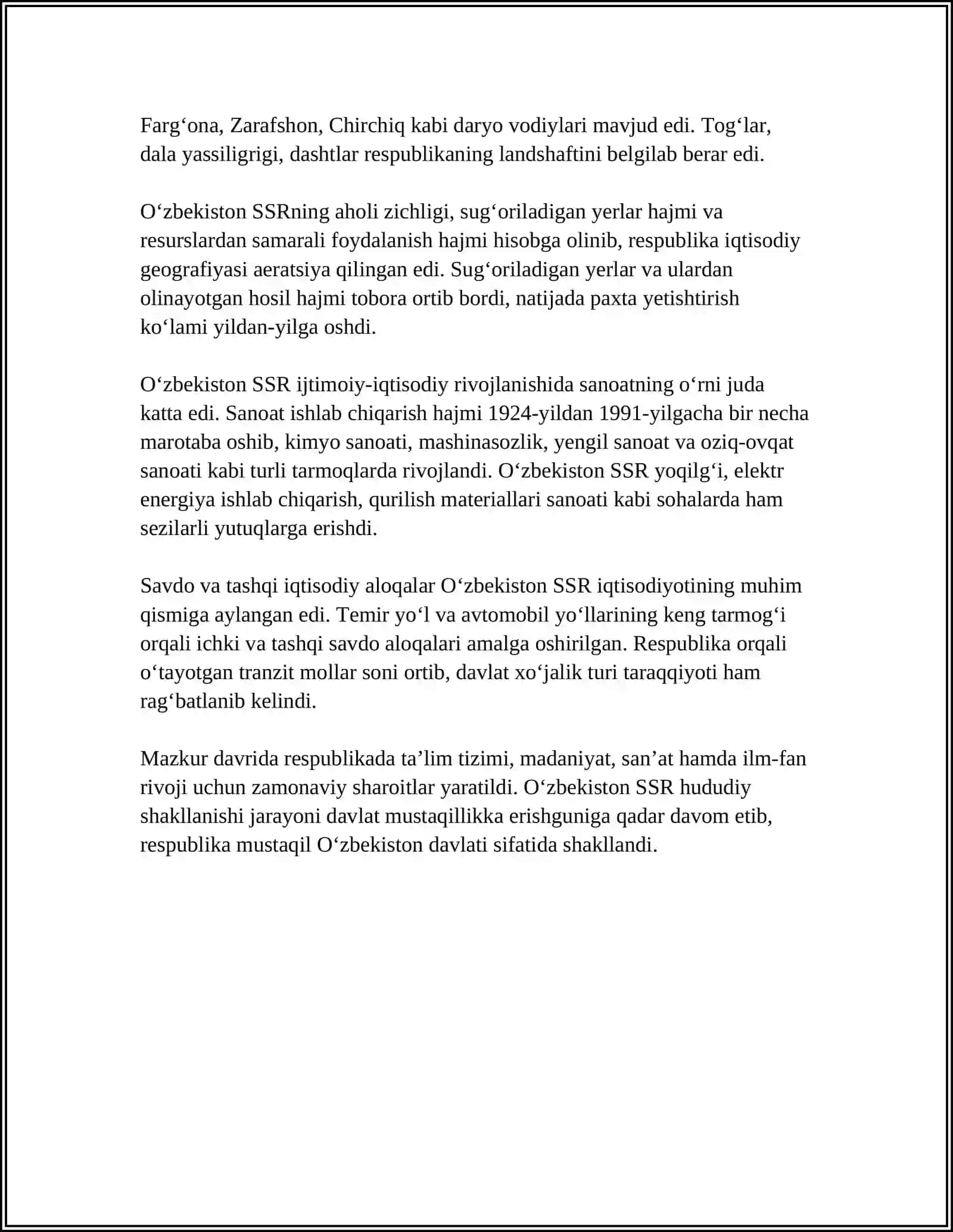 OʻZBEKISTON SSSR AXOLI TARIXIY GEYOGRAFYASI 4