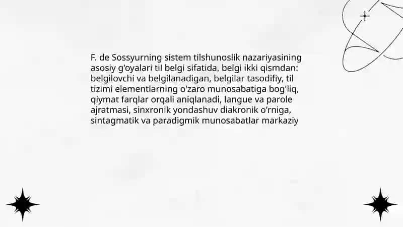 F.de Sossyur: An'anaviy va sistem tilshunoslik 4