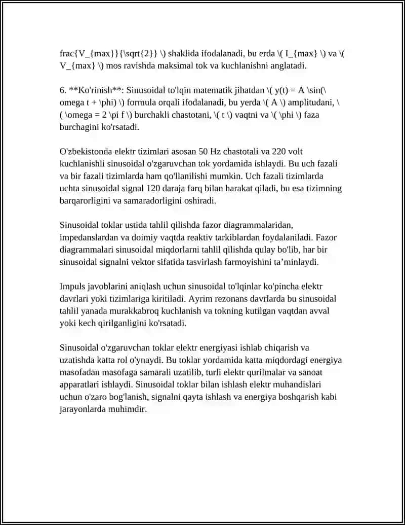 SINUSOIDAL O'ZGARUVCHAN TOK ZANJIRLARIDA REZONANS HODISALARINI TEKSHIRISH 4