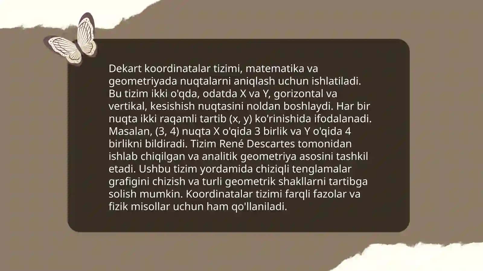 Buyuk olimlar tadqiqotida matematika:Rene Dekart 4
