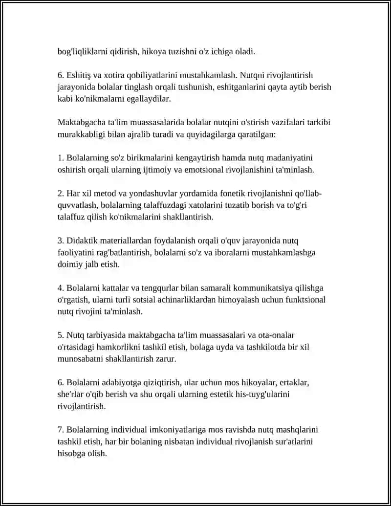 MAKTABGACHA TA'LIM TASHKILOTLARIDA BOLALAR NUTQINI O'STIRISH VAZIFALARI 4